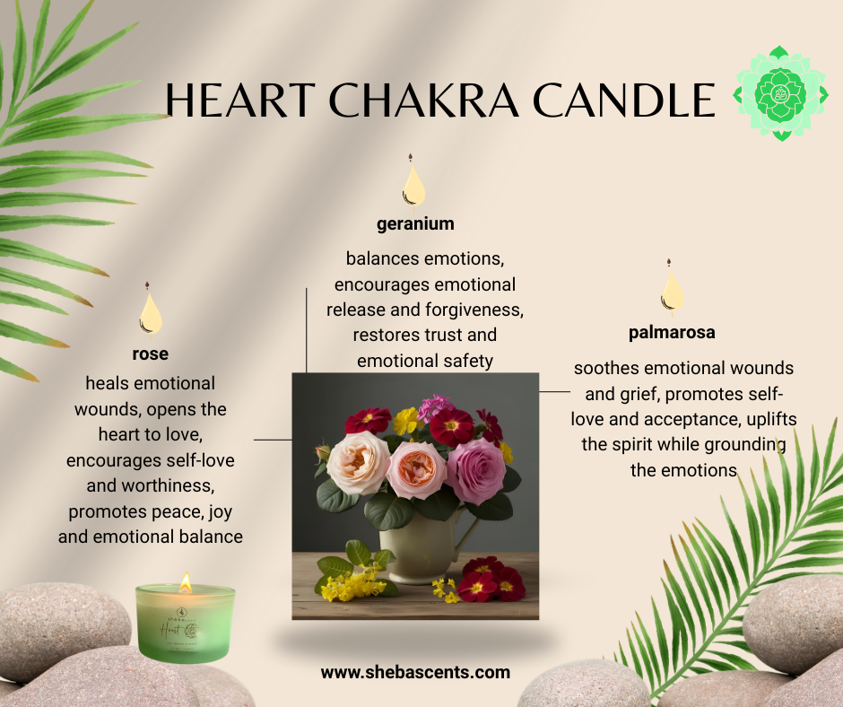 This Heart Chakra Candle is infused with healing energy along with the scent combination that supports emotional healing, self-love, worthiness, grief and balances emotions