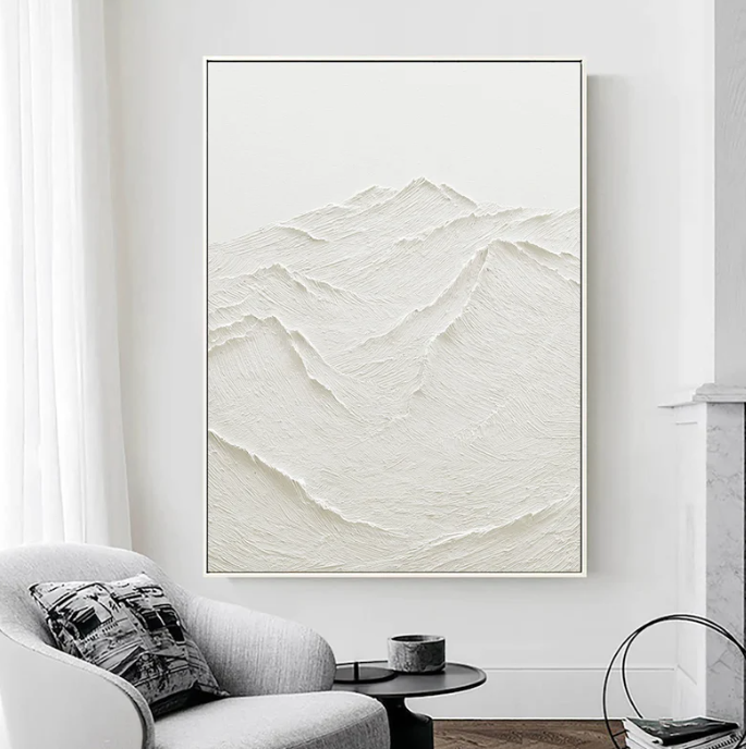 The Peaks - Neutral Mountains Painting (60w X 80"h)