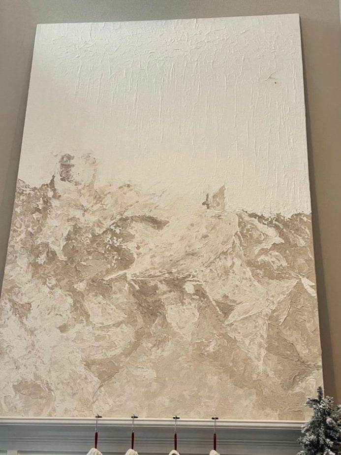 Neutral Abstract Textured Oil (76" x 108")