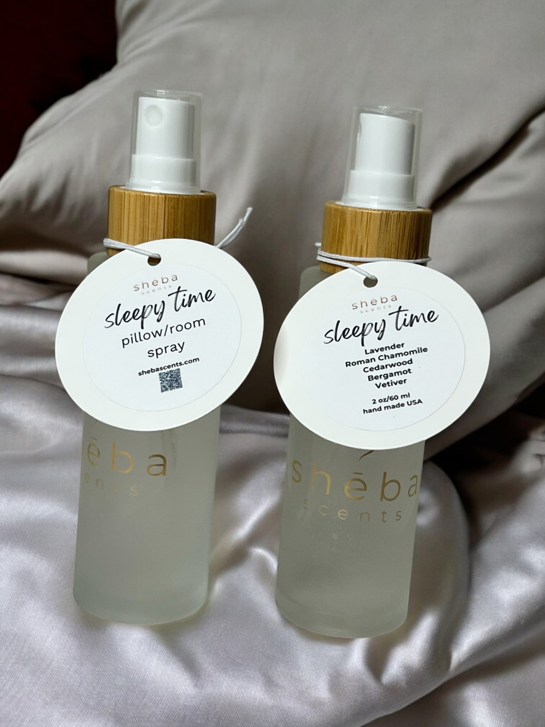 2 oz Sleep Spray from Sheba Scents with calming essential oils for deep, restful sleep and peaceful dreams