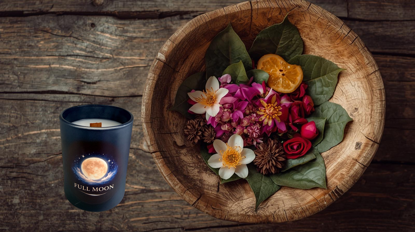 Full Moon Candle with Aromatherapy Benefits to body, mind and spirit