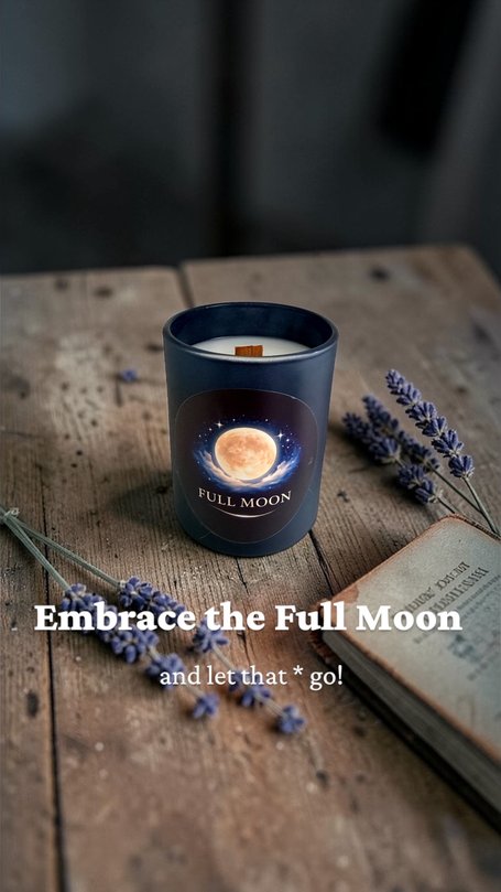 Sheba scents Full Moon Candle for full moon rituals and releasing what no longer serves you