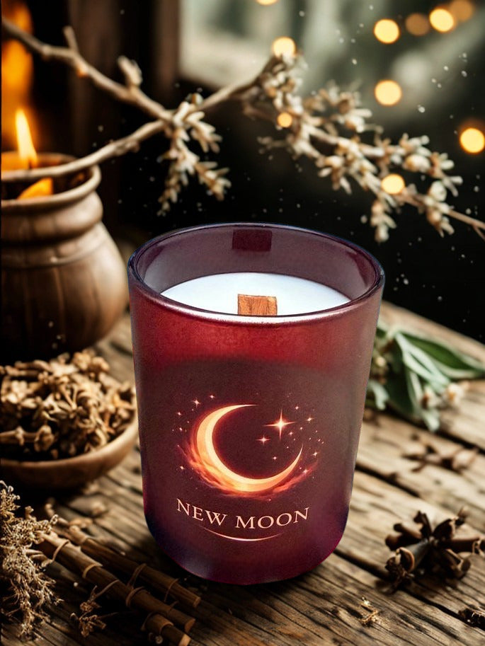 sheba scents New Moon Ritual candle made for aromatherapy benefits with essential oils
