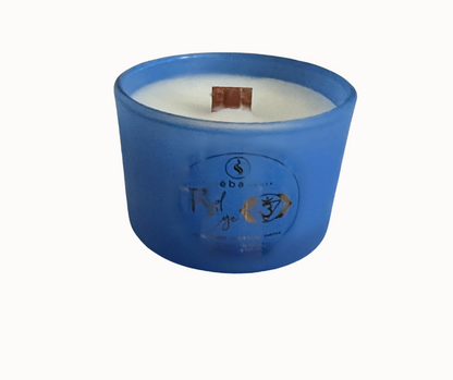 third eye chakra candle in matte indigo blue frosted glass jar

