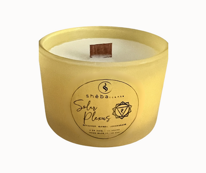 Handmade by Sheba Scents this long burning Solar Plexus Candle is an original and made with love using Bergamot, Lemongrass and Ginger oils