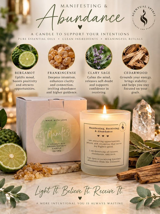 I AM Manifesting Abundance Affirmation Candle (9 oz)