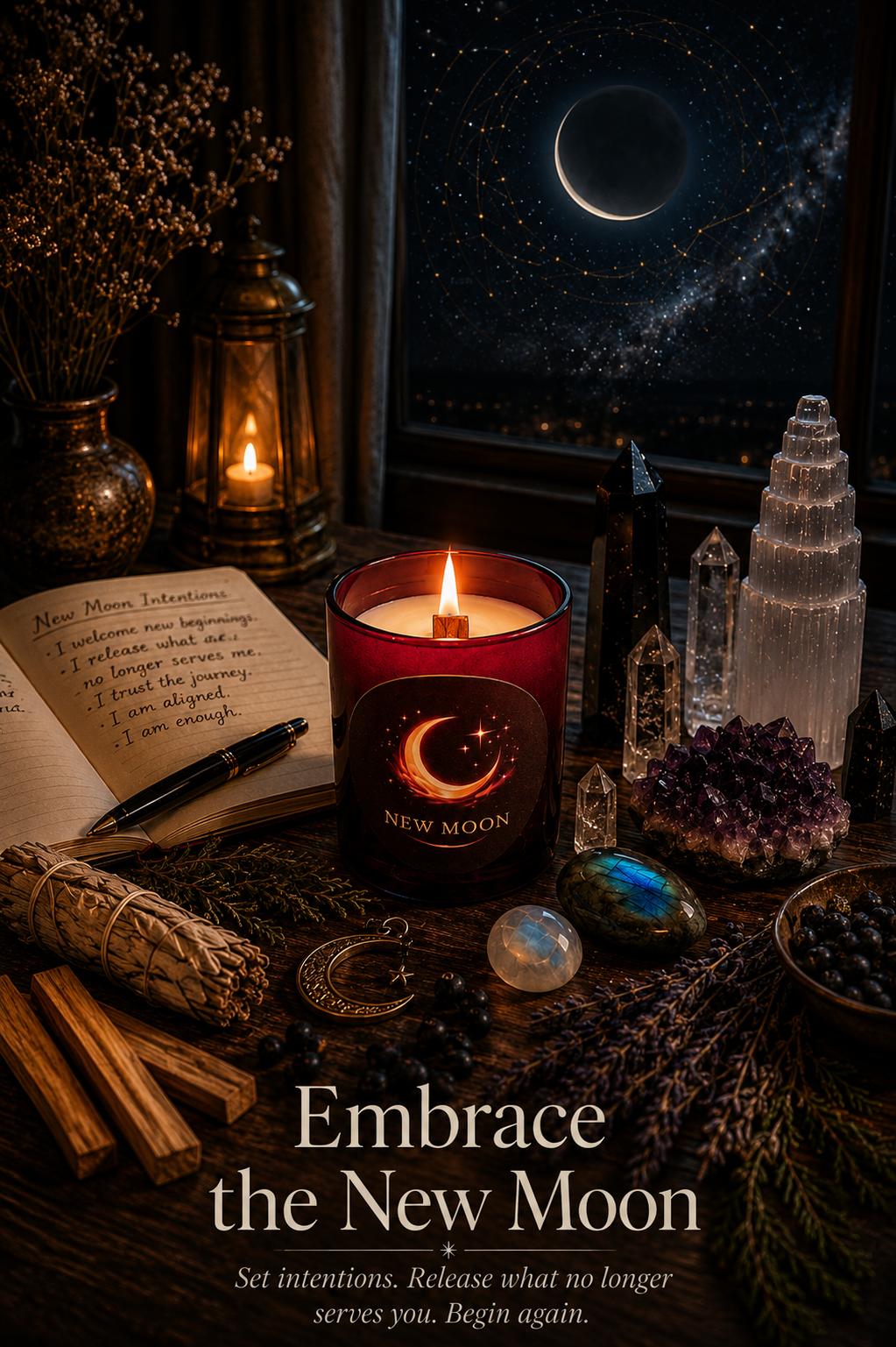New Moon Ritual Candle – Grounding & Intention Setting with Aromatherapy Benefits