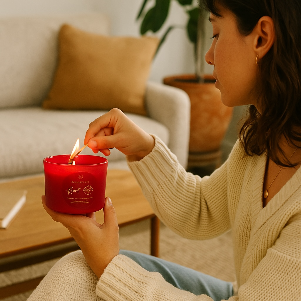 Light this root chakra candle any time you want to meditate, feel grounded and need a sense of security