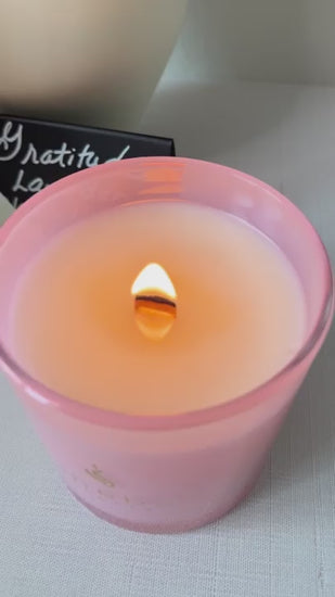 Coconut soy wax blend with a crackling wood wick all sustainably sourced and clean ingredients